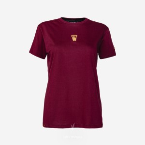 Koszulka damska z haftem "Koronka" - bordowa