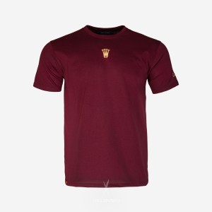 Koszulka męska z haftem "Koronka" - bordowa